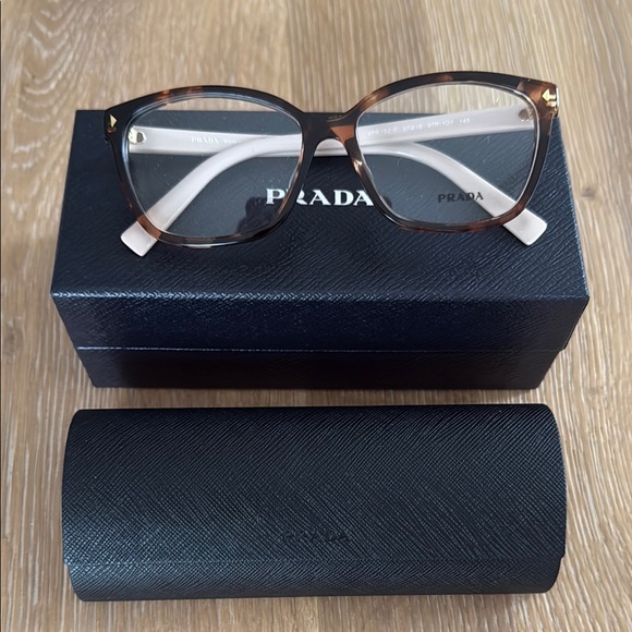 Prada Brown Rectangular Glasses VPR15Z-F - Picture 1 of 4